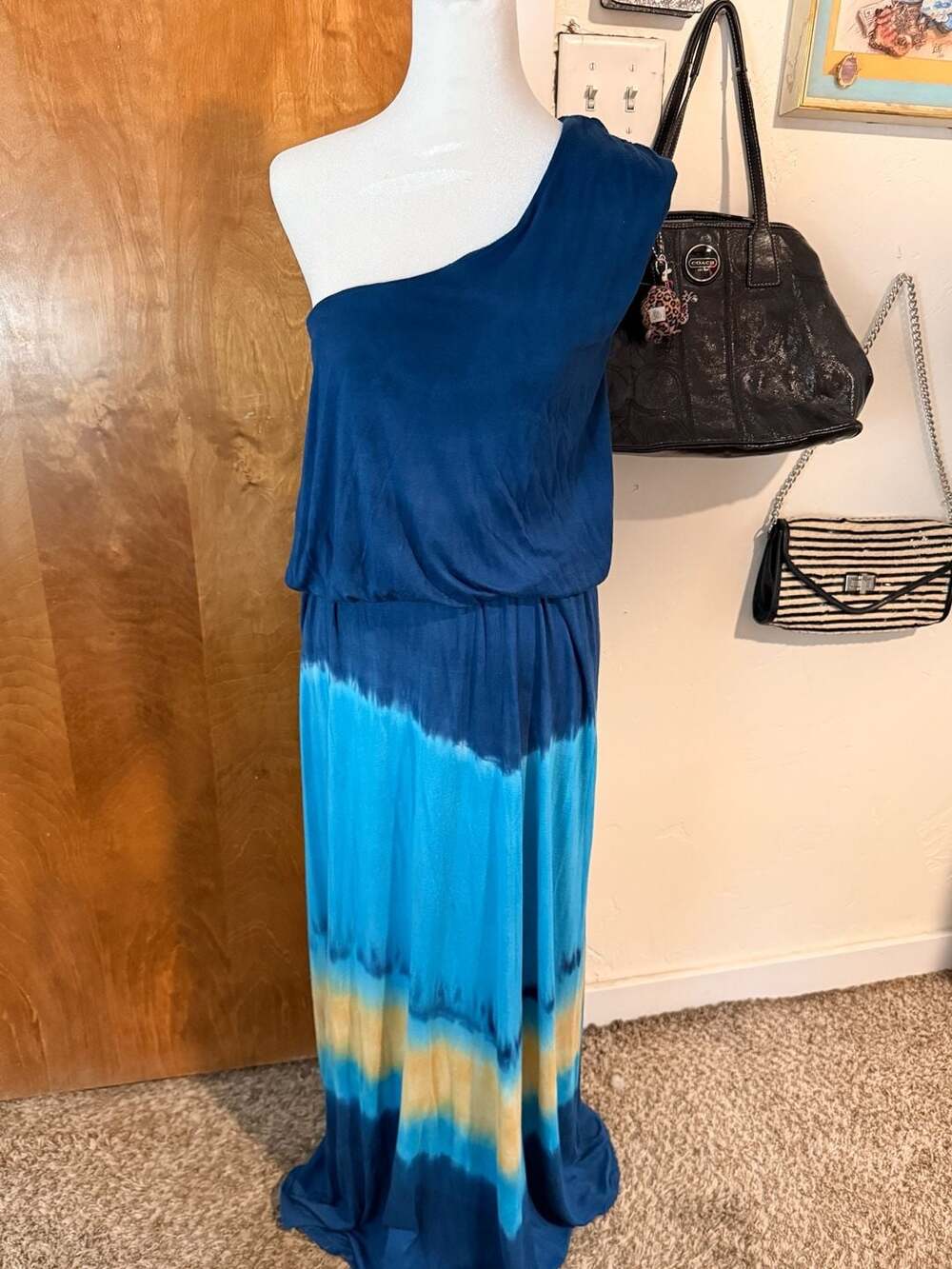 Gianni Bini One Shoulder Ombre Maxi Dress Size M